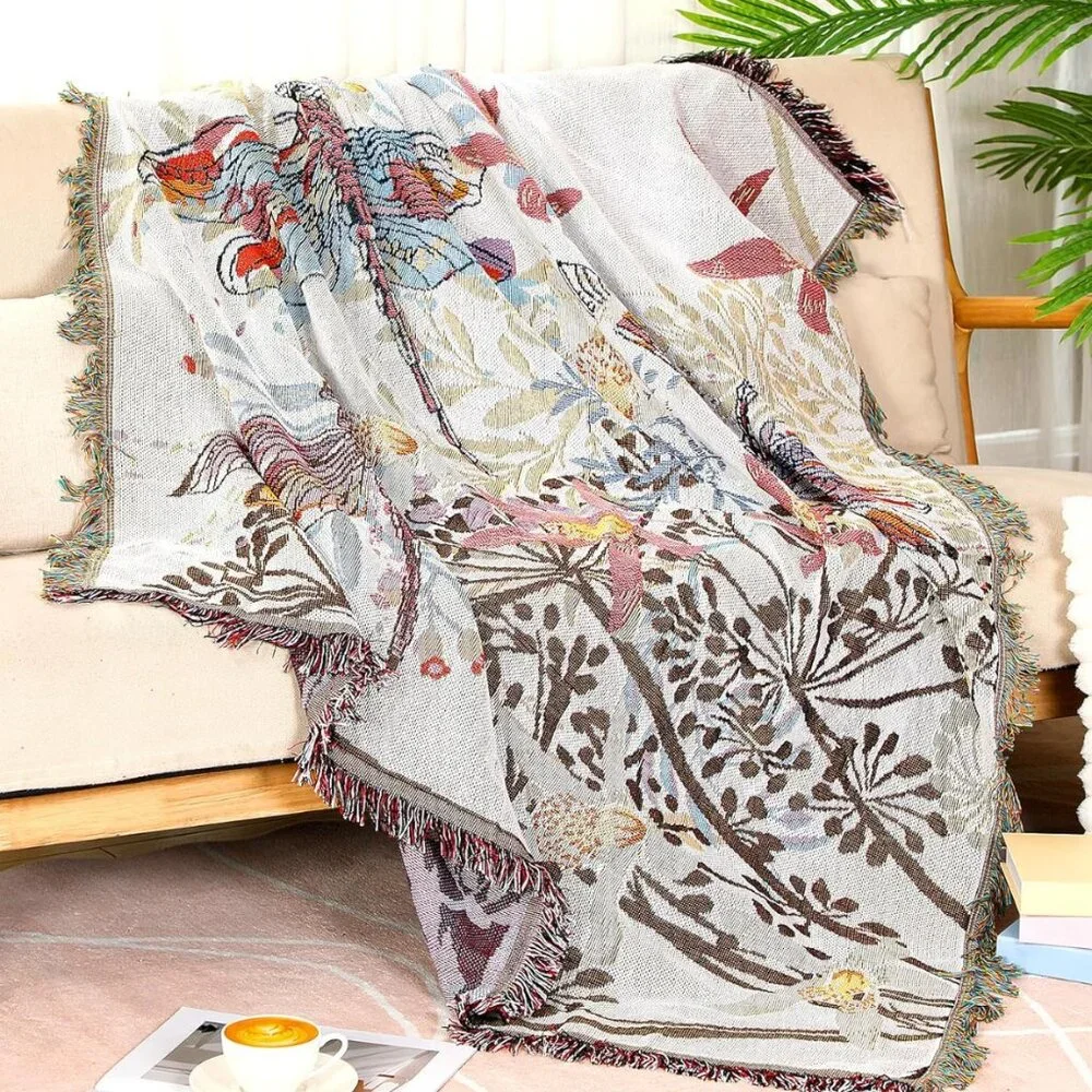 Vintage Dragonfly Blanket Sofa Throw